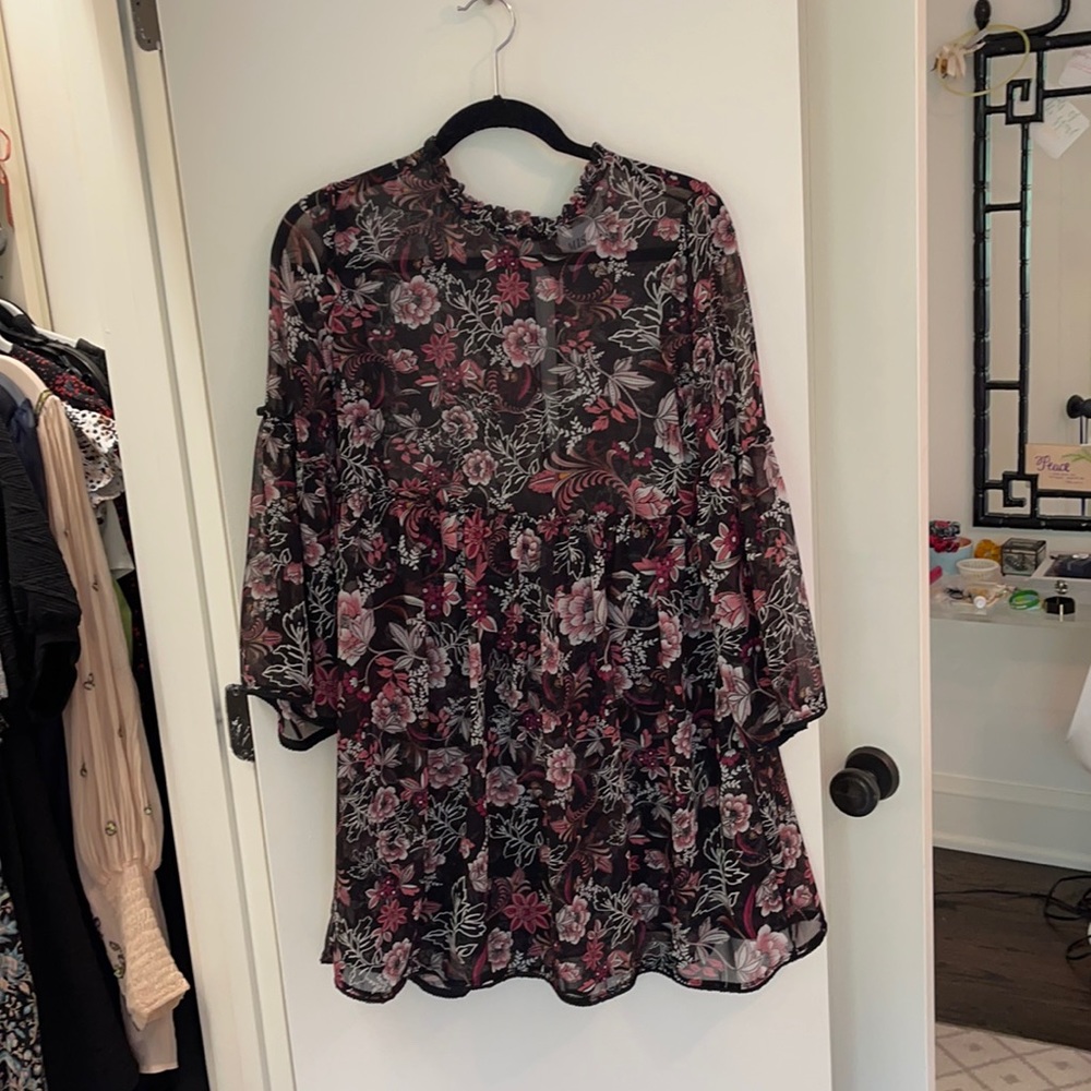 Pink and black floral dress